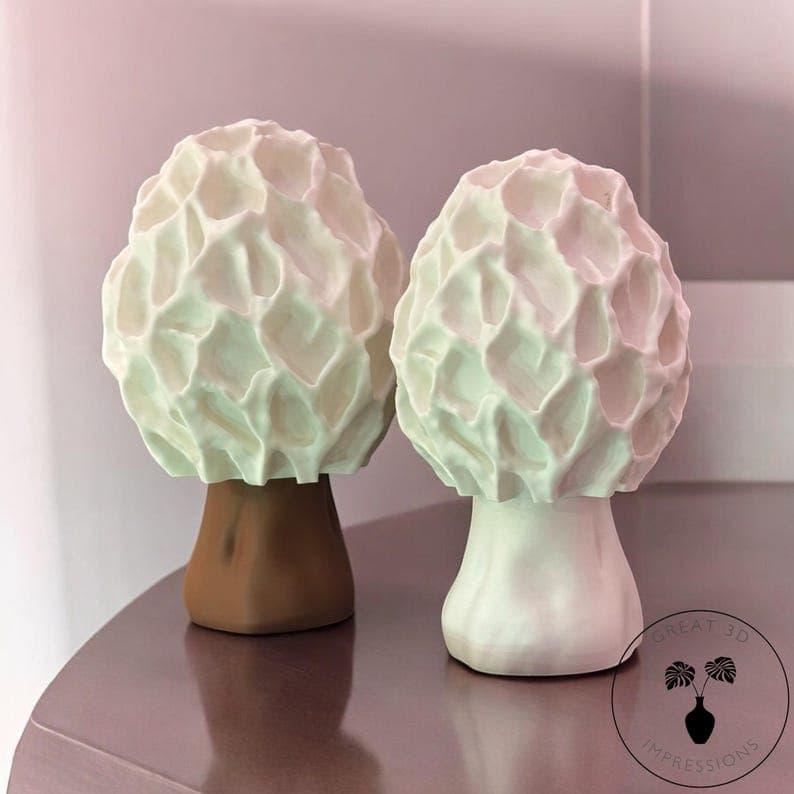 Morel Mushroom Sculptural Table Lamp Organic Ambient Light