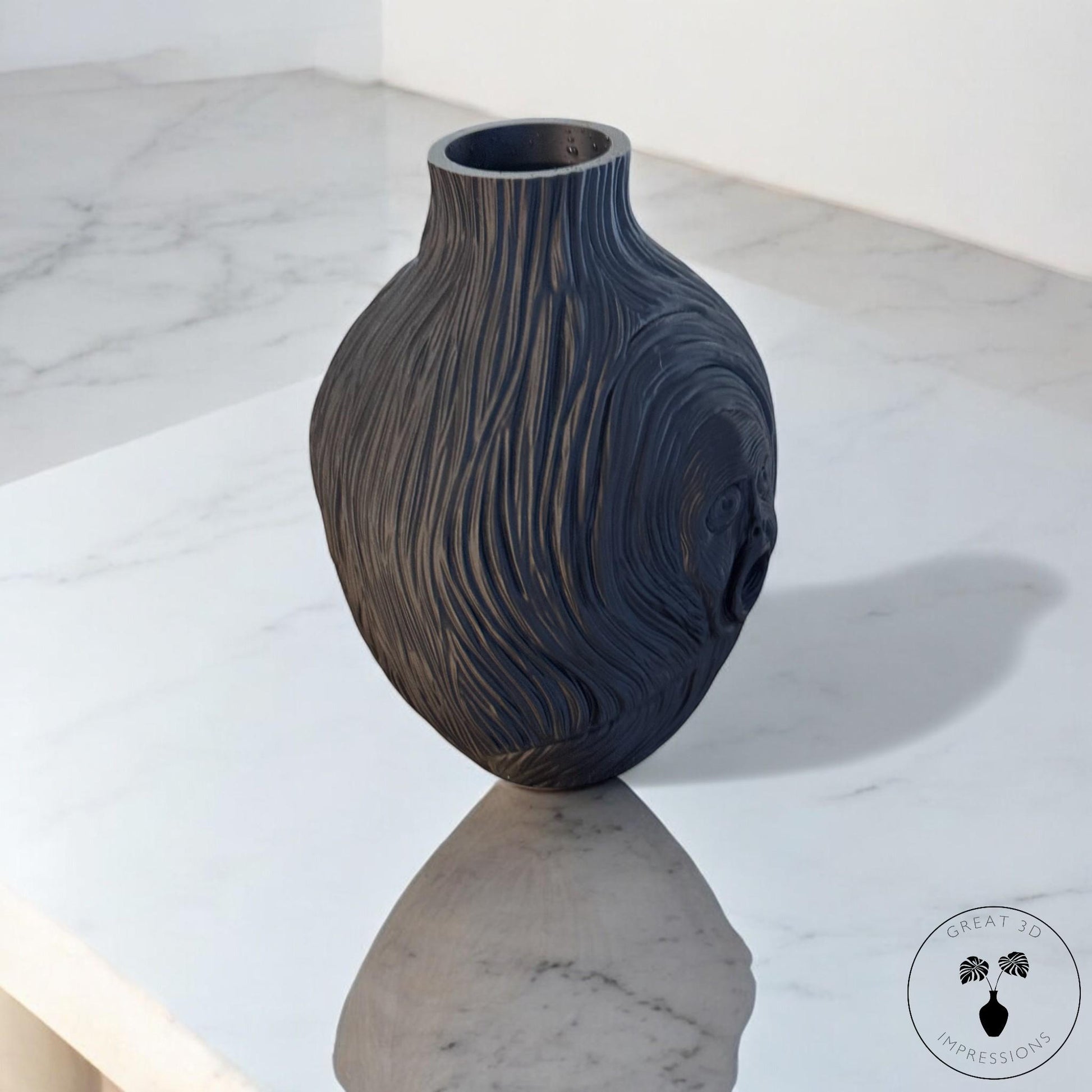 Munch-Inspired Scream Vase, Unique 3D Printed Eco-Friendly Home Decor, Modern Gothic Black Centerpiece, Artistic Surreal Vase