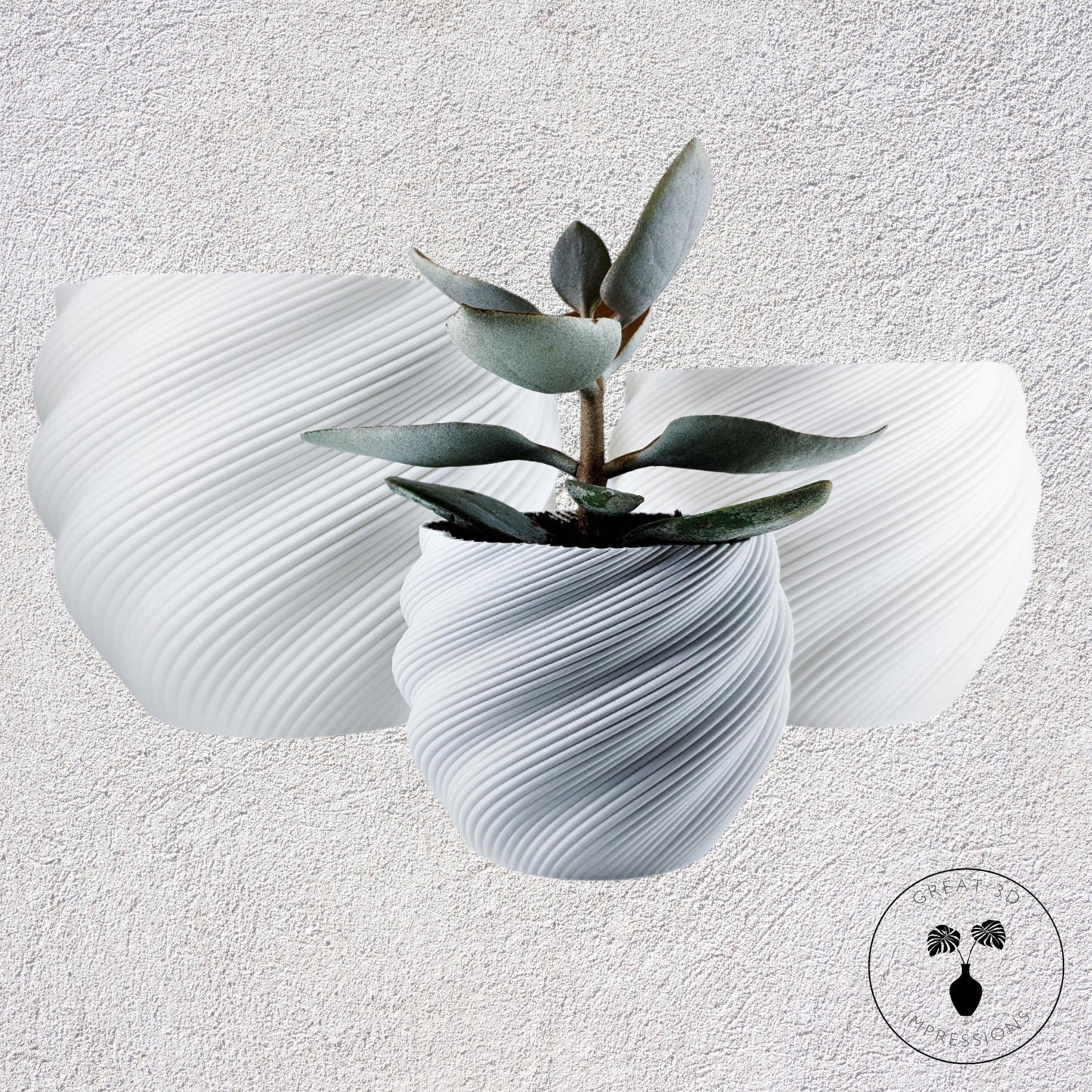 Minimalist 3D Printed "Diluvian" Plant Pot – Custom Sizes from 3" to 6" – Unique Modern Home Decor Gift