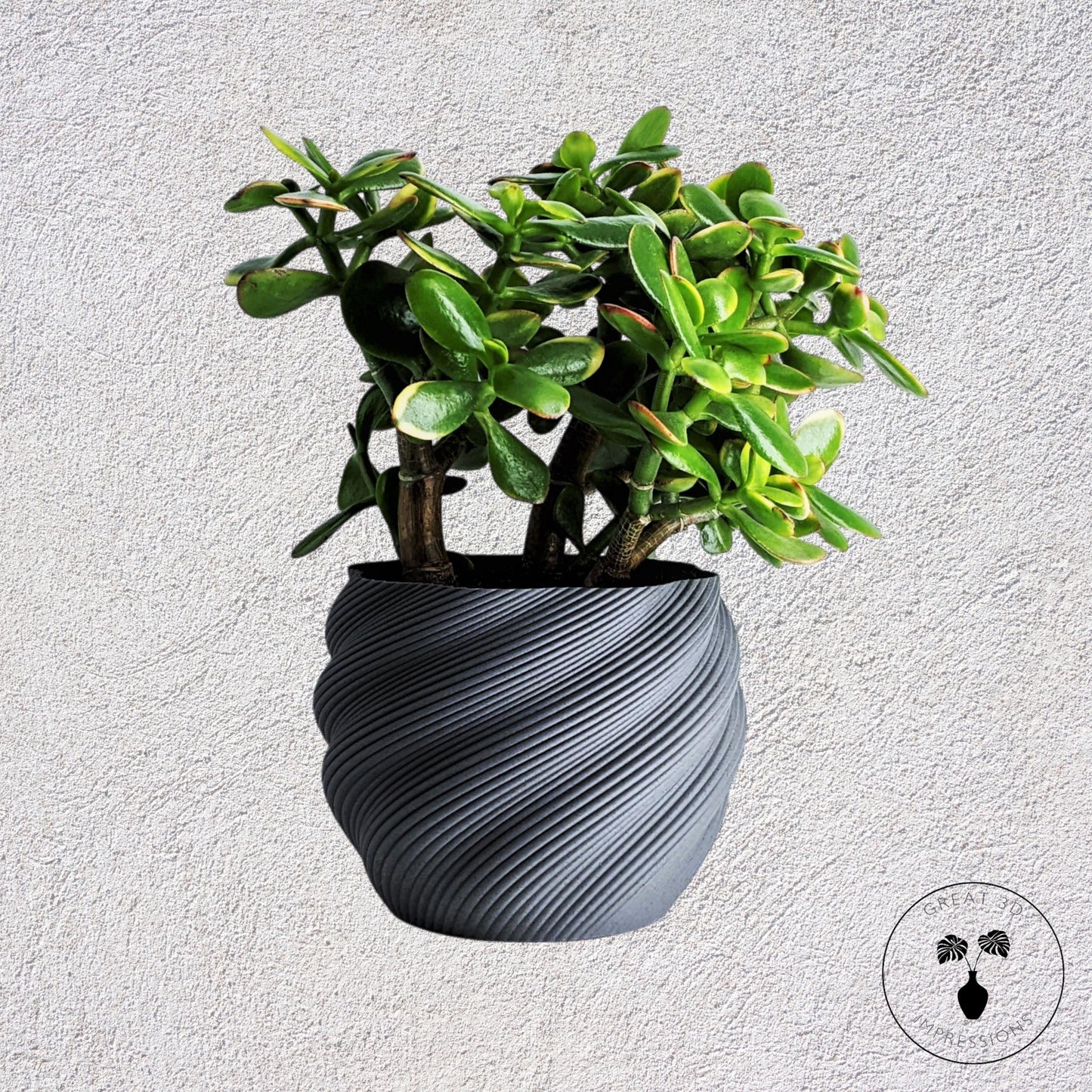 Minimalist 3D Printed "Diluvian" Plant Pot – Custom Sizes from 3" to 6" – Unique Modern Home Decor Gift